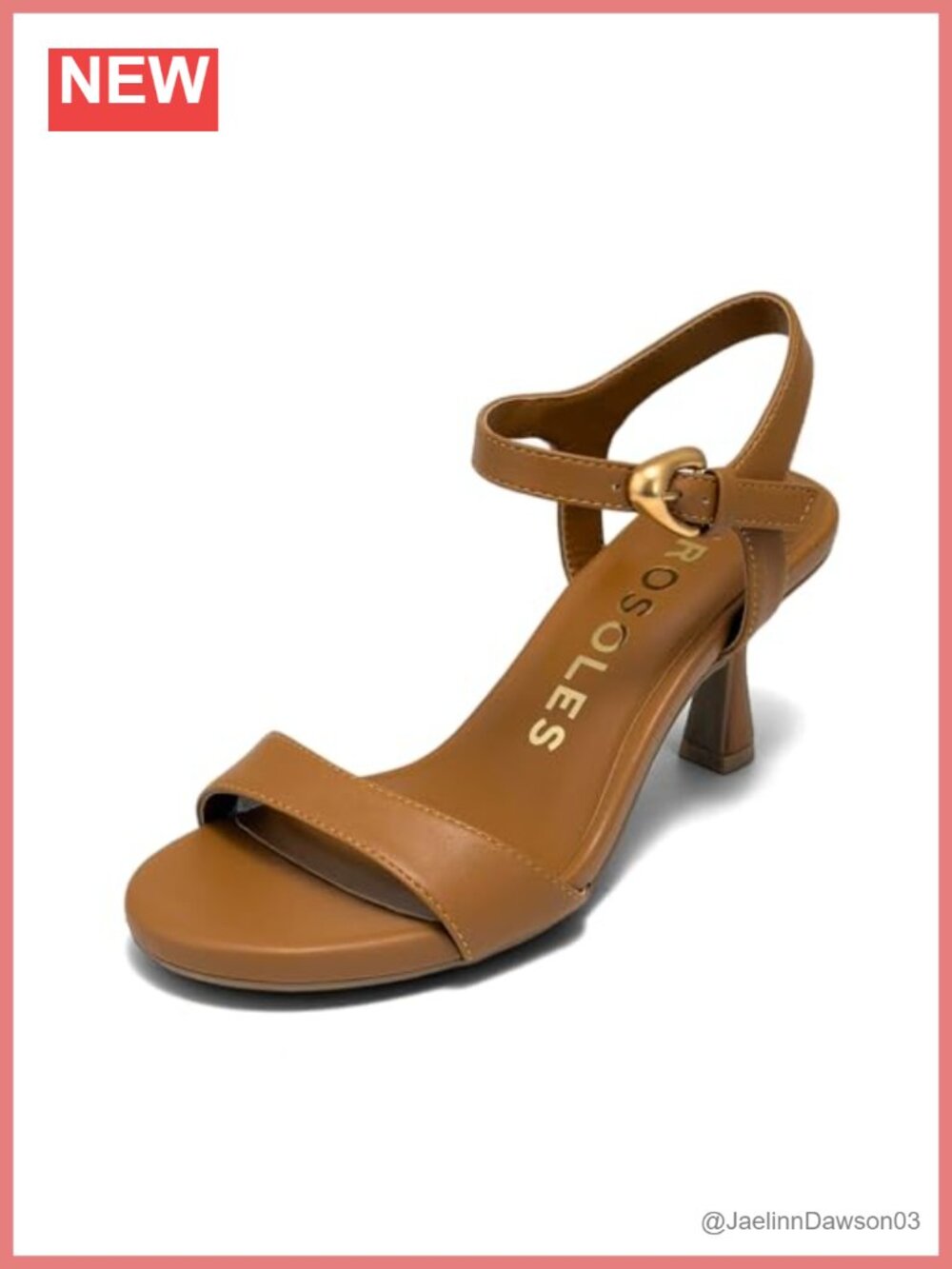 Aerosoles Divia Heeled Sandals Faux Leather Spool Heel Ankle Strap Memory Foam